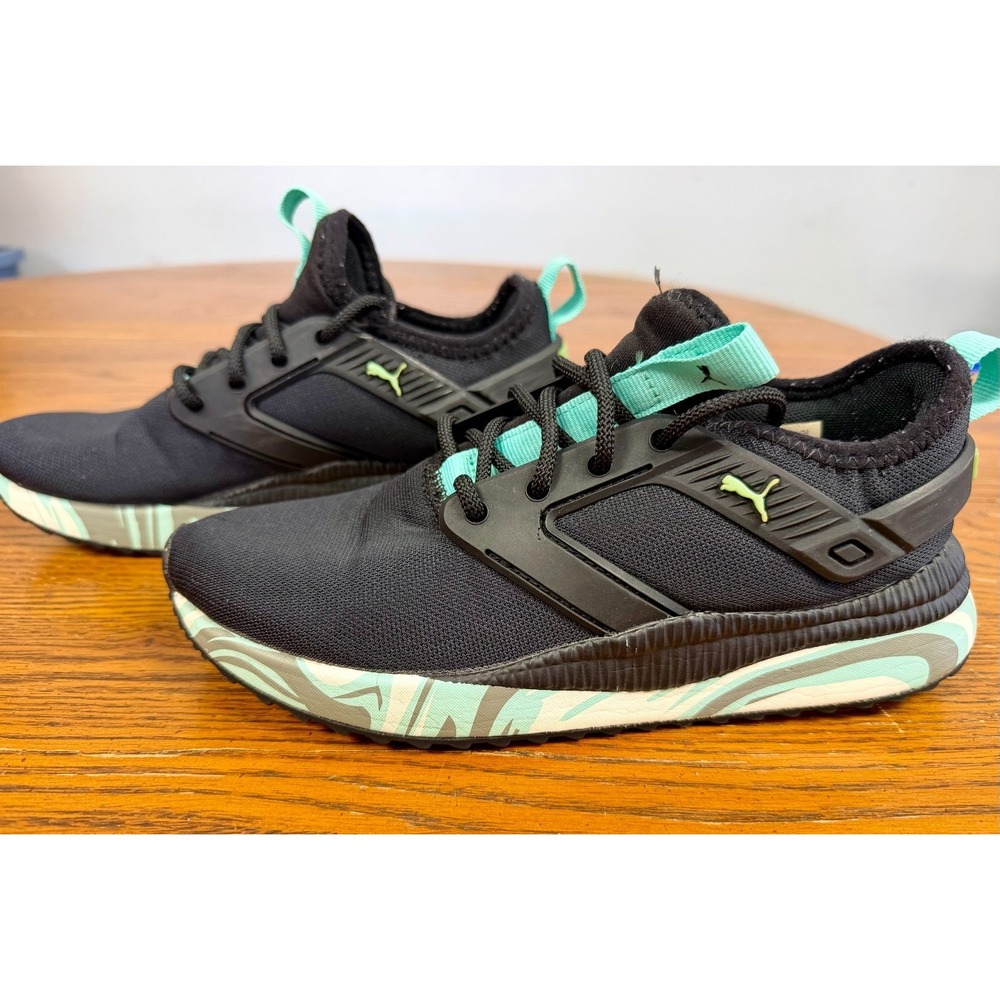 Puma Pacer Next Excel Kids Sneakers Black Mint Green 368780-01 Size 4C